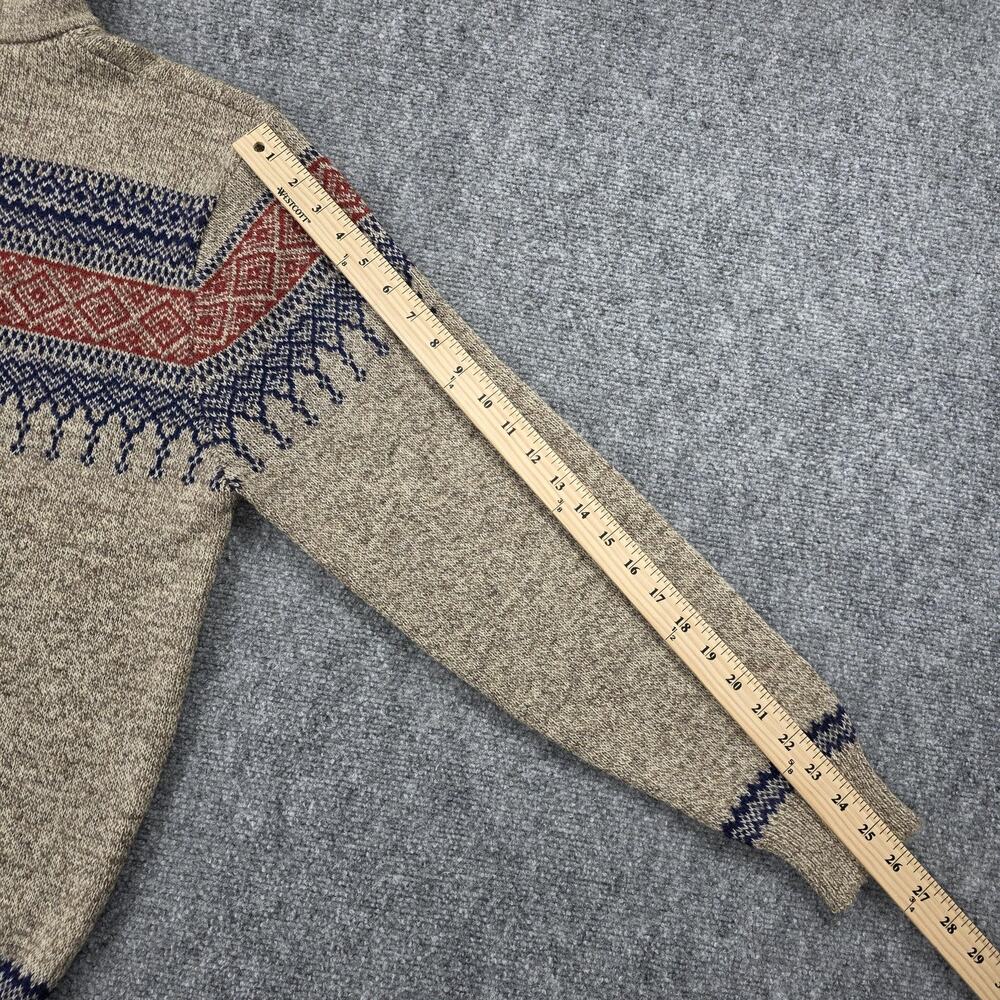 Vintage Cabelas Sweater Mens Large Beige Fair Isle Wool Mock Neck 1/4 Zip Ski - Picture 8 of 16